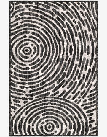 Black and White Easy-Clean Modern Indoor / Outdoor Rug