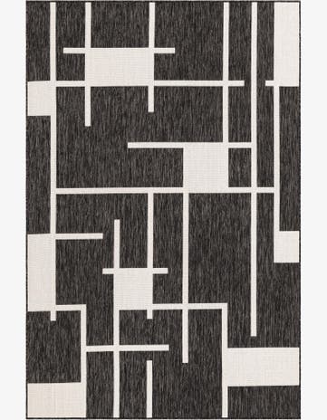 Black and White Easy-Clean Modern Indoor / Outdoor Rug