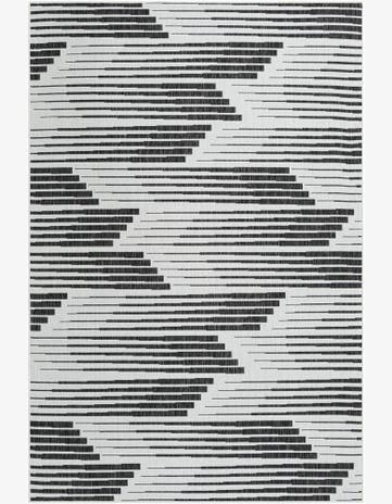 Black and White Easy-Clean Modern Indoor / Outdoor Rug
