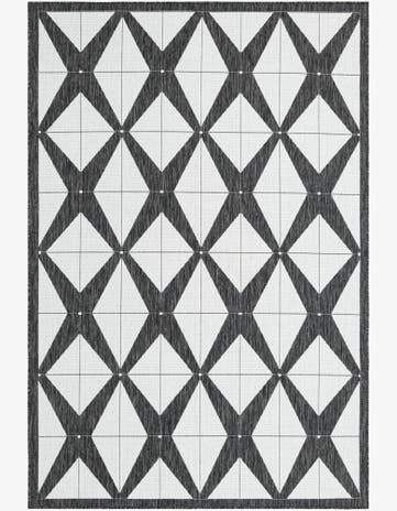 Black and White Easy-Clean Modern Indoor / Outdoor Rug