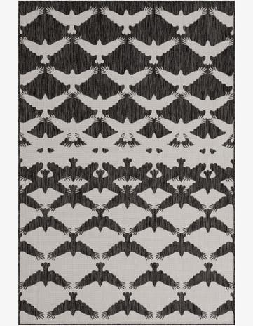 Black and White Easy-Clean Modern Indoor / Outdoor Rug