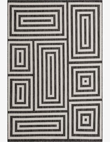 Black and White Easy-Clean Modern Indoor / Outdoor Rug