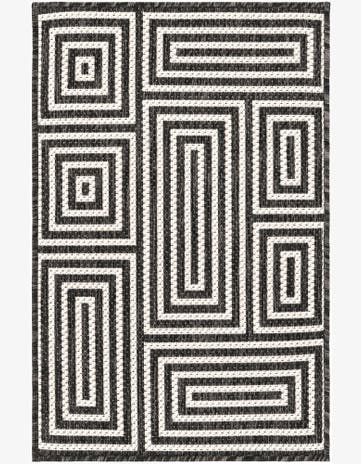 Black and White Easy-Clean Modern Indoor / Outdoor Rug