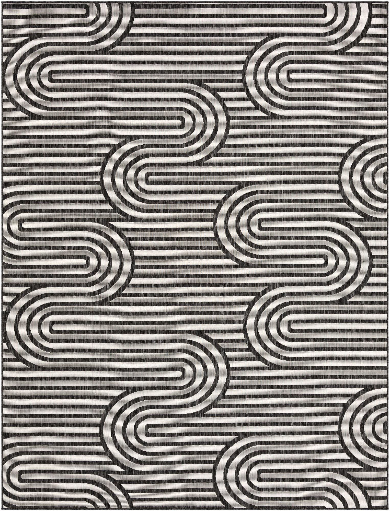 9' x 12'  Washable Modern Indoor / Outdoor Rug