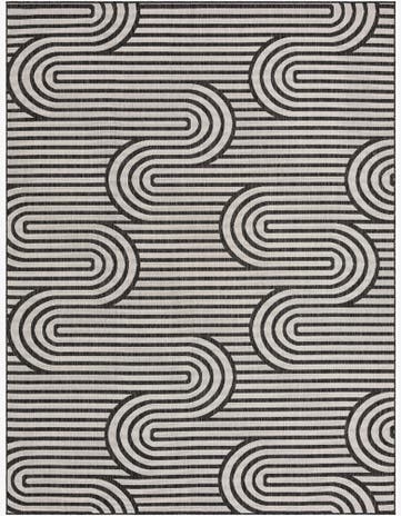Black and White Easy-Clean Modern Indoor / Outdoor Rug