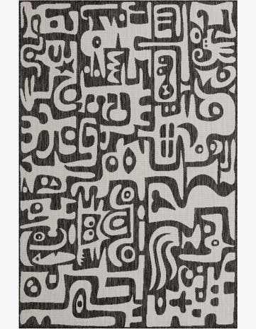 Black and White Easy-Clean Modern Indoor / Outdoor Rug