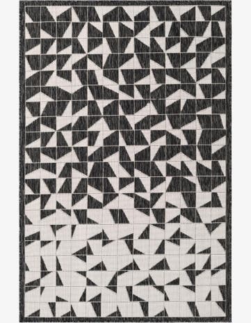 Black and White Easy-Clean Modern Indoor / Outdoor Rug