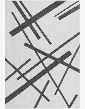 Black and White Easy-Clean Modern Indoor / Outdoor Rug