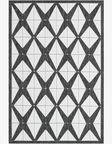 Black and White Easy-Clean Modern Indoor / Outdoor Rug