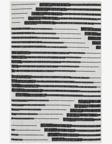 Black and White Easy-Clean Modern Indoor / Outdoor Rug