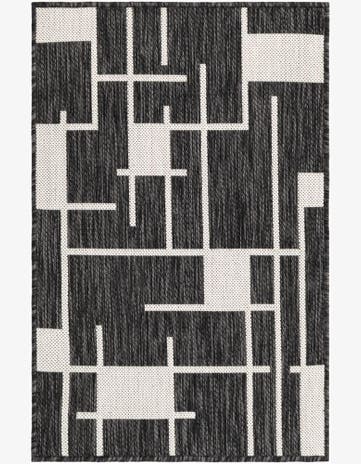 Black and White Easy-Clean Modern Indoor / Outdoor Rug