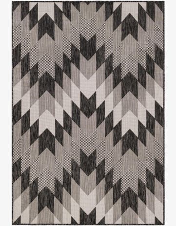 Black and White Easy-Clean Modern Indoor / Outdoor Rug