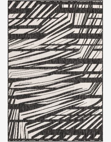 Black and White Easy-Clean Modern Indoor / Outdoor Rug