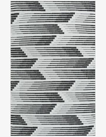 Black and White Easy-Clean Modern Indoor / Outdoor Rug
