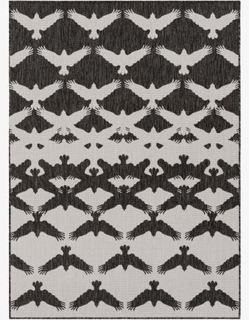 Black and White Easy-Clean Modern Indoor / Outdoor Rug