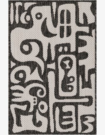 Black and White Easy-Clean Modern Indoor / Outdoor Rug