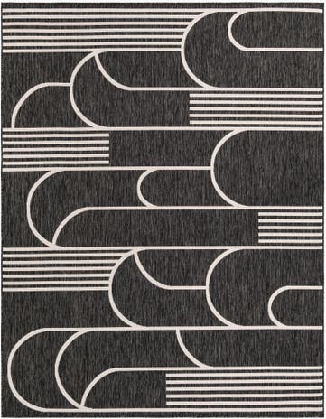 Black and White Easy-Clean Modern Indoor / Outdoor Rug