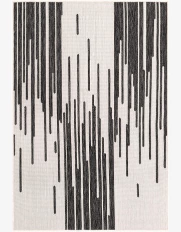 Black and White Easy-Clean Modern Indoor / Outdoor Rug