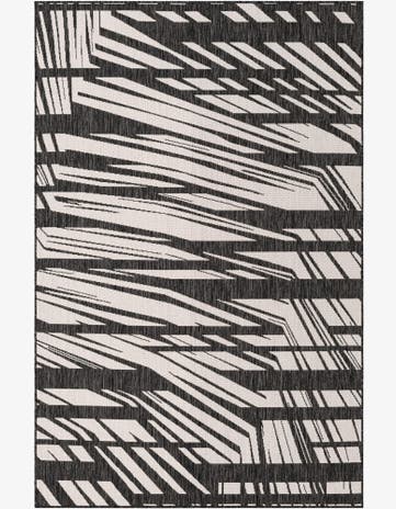 Black and White Easy-Clean Modern Indoor / Outdoor Rug