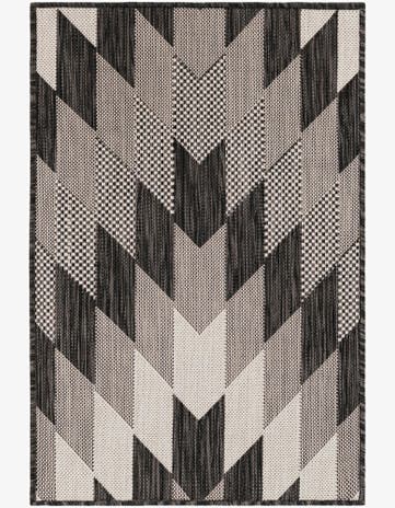 Black and White Easy-Clean Modern Indoor / Outdoor Rug