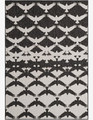 Black and White Easy-Clean Modern Indoor / Outdoor Rug