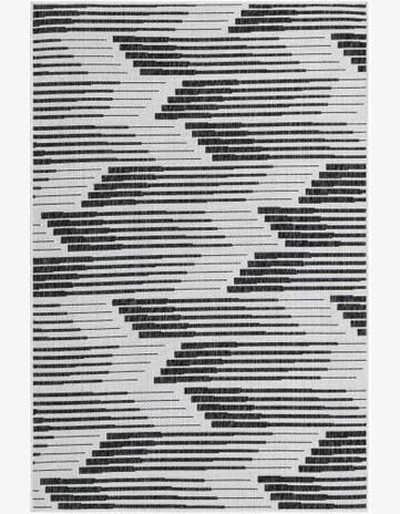 Black and White Easy-Clean Modern Indoor / Outdoor Rug
