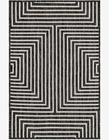 Black and White Easy-Clean Modern Indoor / Outdoor Rug