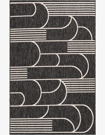 Black and White Easy-Clean Modern Indoor / Outdoor Rug