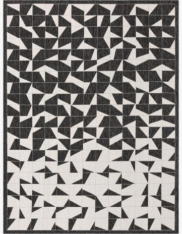 Black and White Easy-Clean Modern Indoor / Outdoor Rug