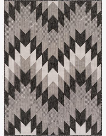 Black and White Easy-Clean Modern Indoor / Outdoor Rug
