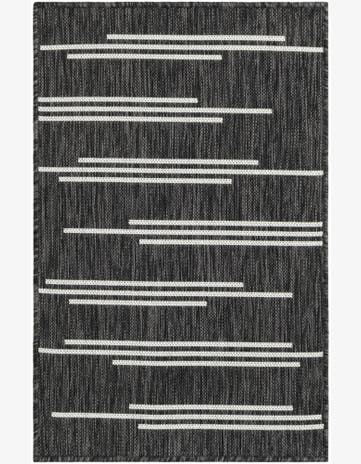 Black and White Easy-Clean Modern Indoor / Outdoor Rug