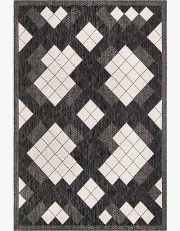 Black and White Easy-Clean Modern Indoor / Outdoor Rug