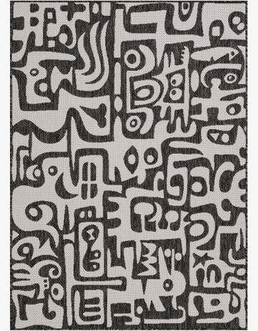 Black and White Easy-Clean Modern Indoor / Outdoor Rug