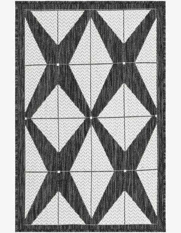 Black and White Easy-Clean Modern Indoor / Outdoor Rug