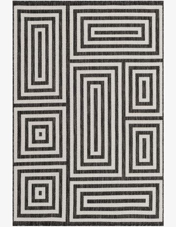 Black and White Easy-Clean Modern Indoor / Outdoor Rug