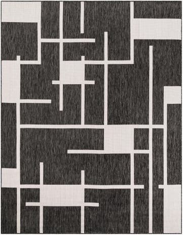 Black and White Easy-Clean Modern Indoor / Outdoor Rug