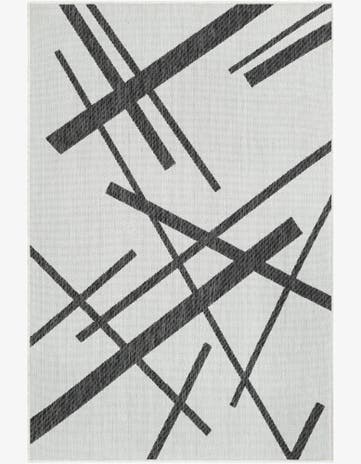 Black and White Easy-Clean Modern Indoor / Outdoor Rug