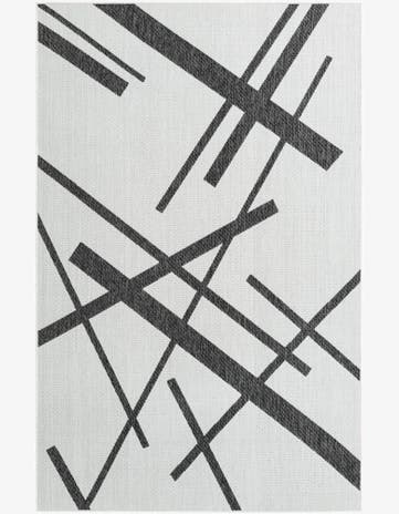 Black and White Easy-Clean Modern Indoor / Outdoor Rug
