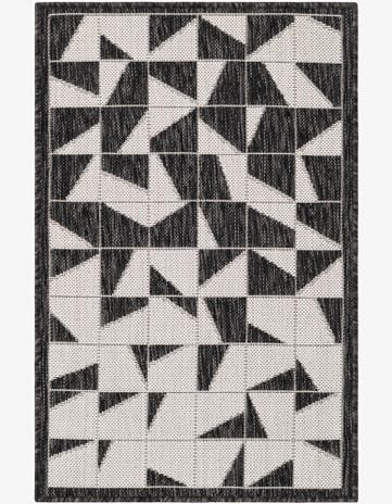 Black and White Easy-Clean Modern Indoor / Outdoor Rug