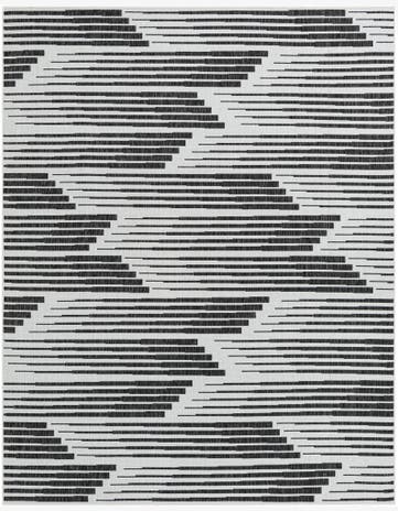 Black and White Easy-Clean Modern Indoor / Outdoor Rug
