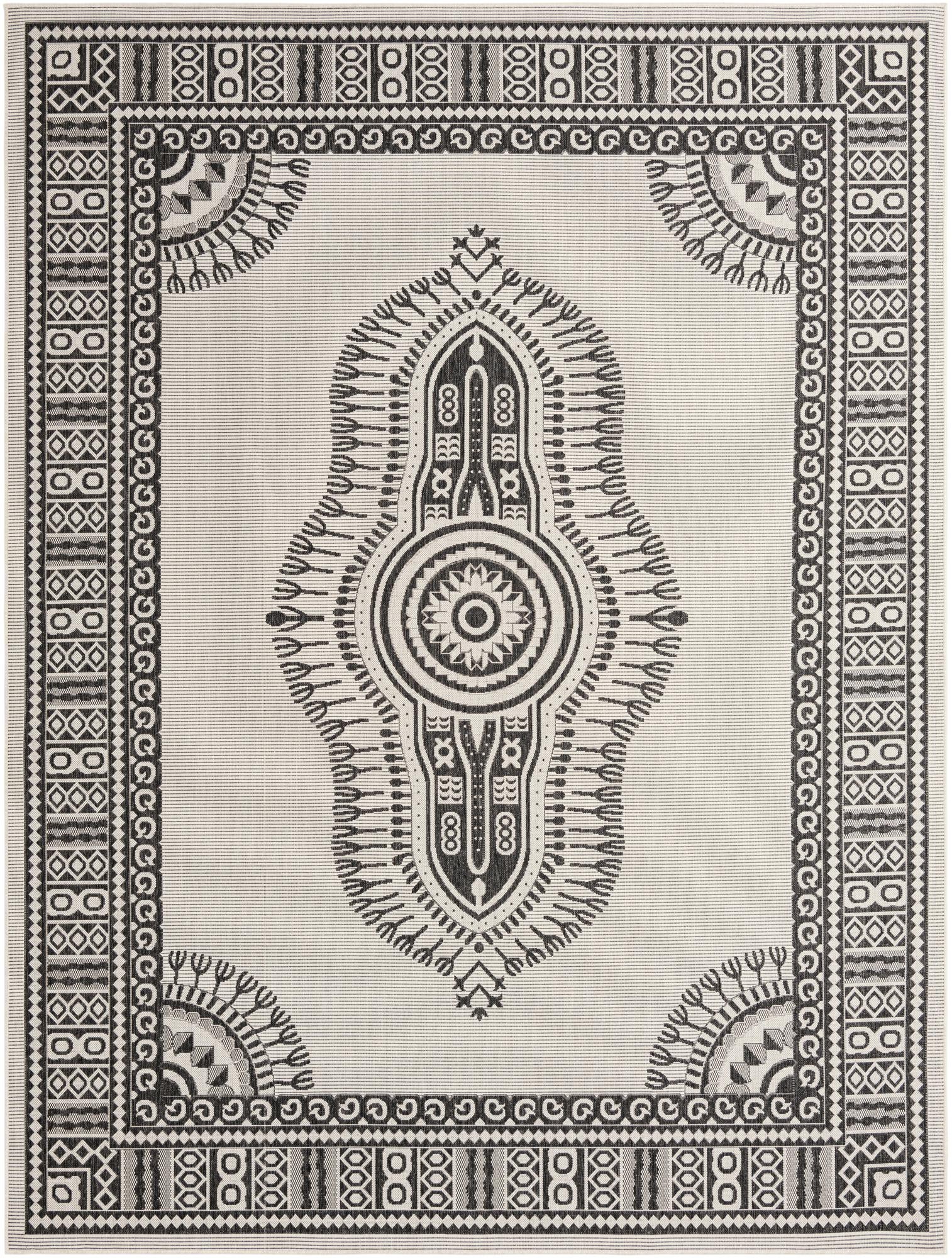 9' x 12' Easy-Clean Traditional Indoor / Outdoor Rug