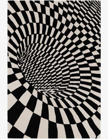 Black and White Vortex Wool Rug