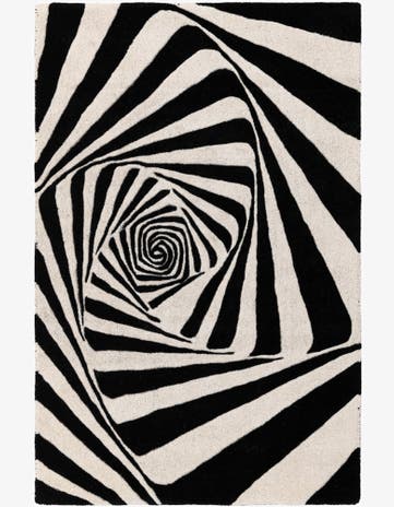 Black and White Vortex Wool Rug
