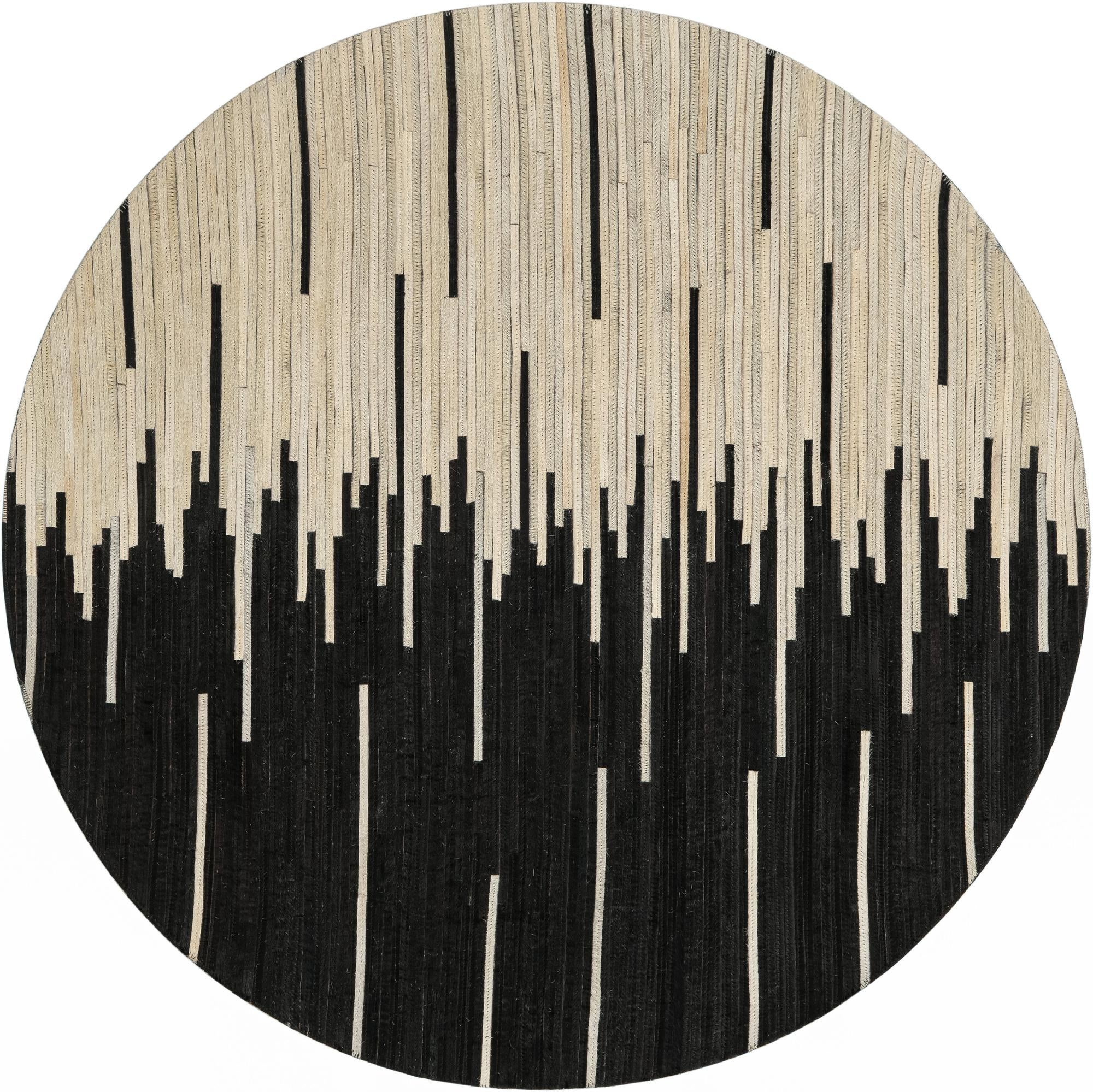 4' 1 x 4' 1 Cowhide Leather Round Rug