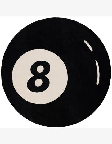 Black and White Hand Tufted Wool Round Rug