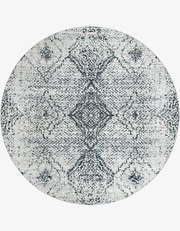 Black and White Kamala Washable Round Rug
