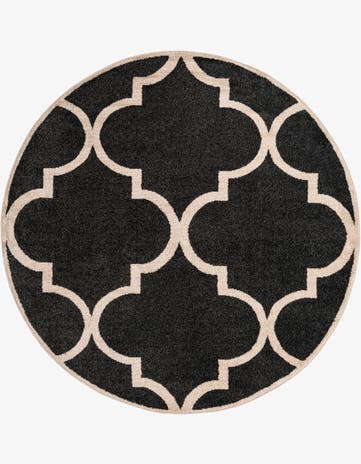 Black and White Lattice Round Rug
