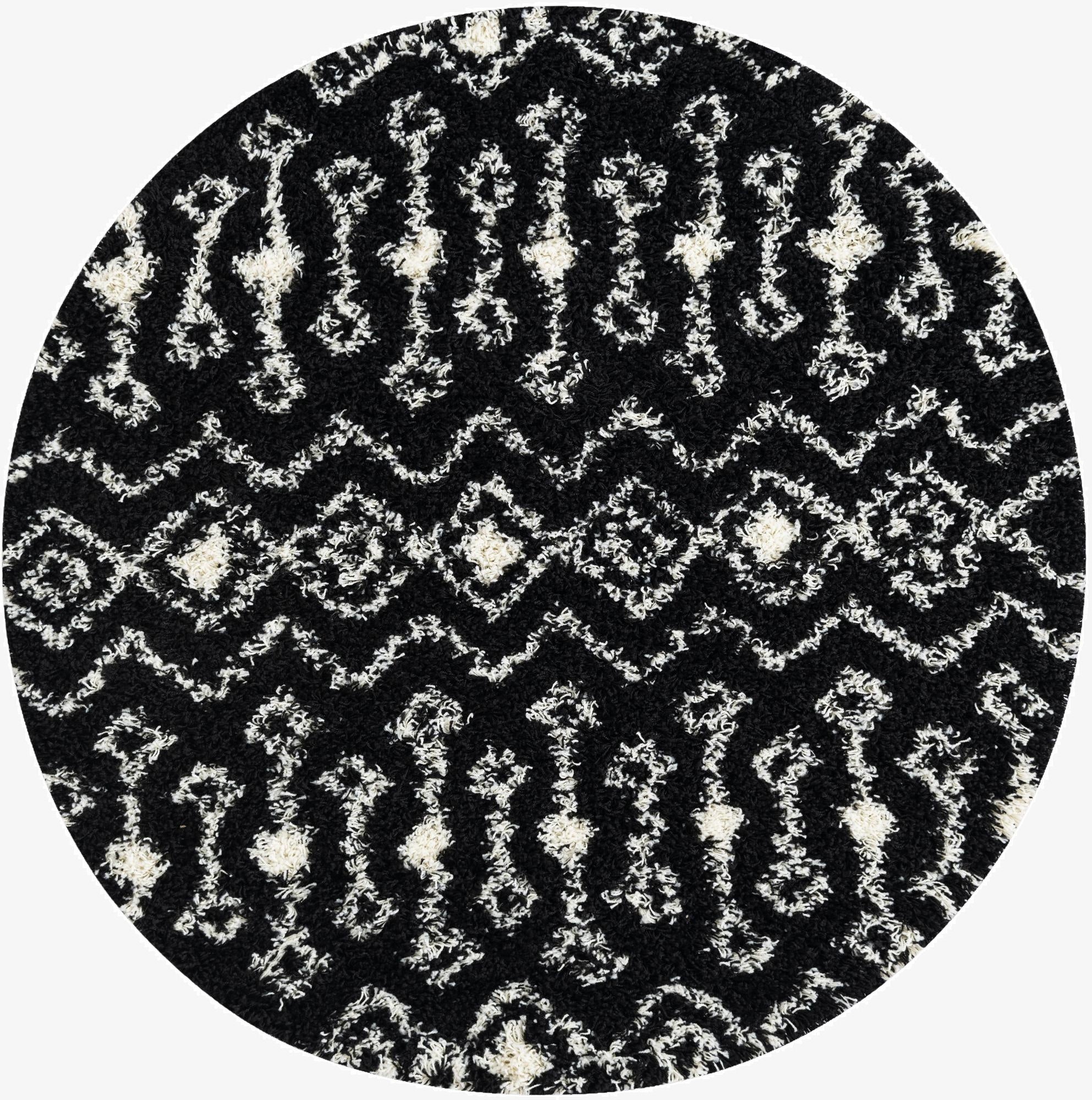 5' 3 x 5' 3 Moroccan Trellis Shag Round Rug