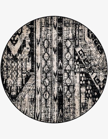 Black and White Oregon Round Rug
