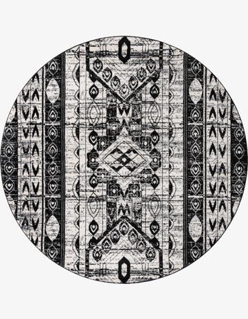 Black and White Oregon Round Rug
